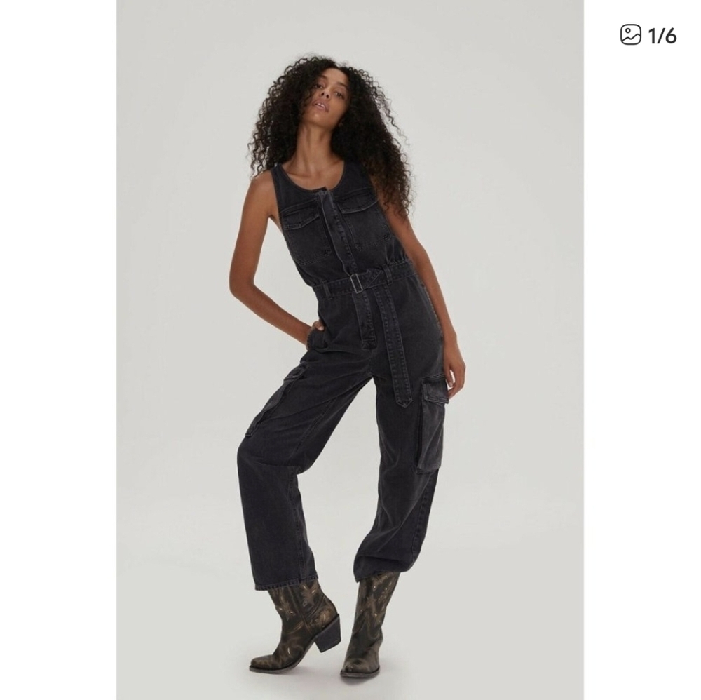 AGOLDE Elin Overalls Denim Jumpsuit Black Size 2 Revolve